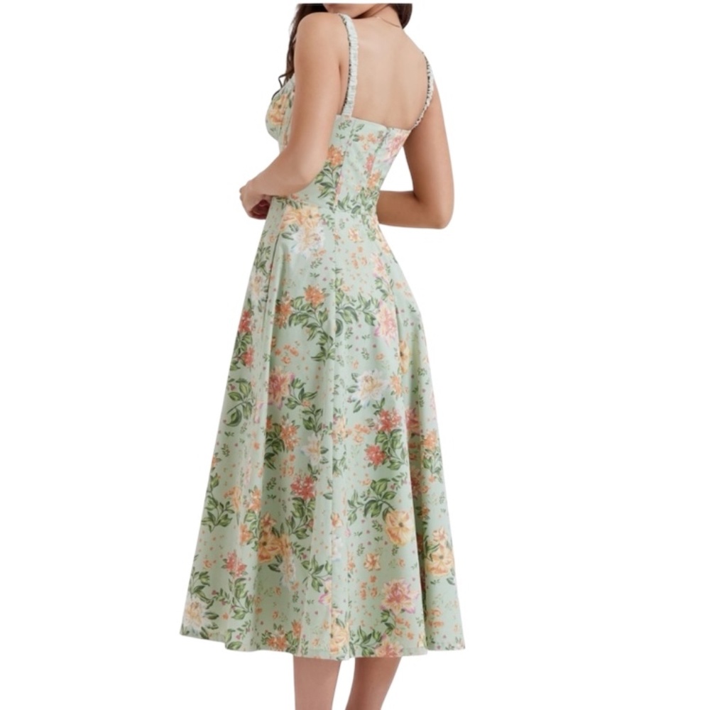 House of CB Sabrina Floral Print Corset Bustier Midi Floral Dress with Box - Picture 6 of 15